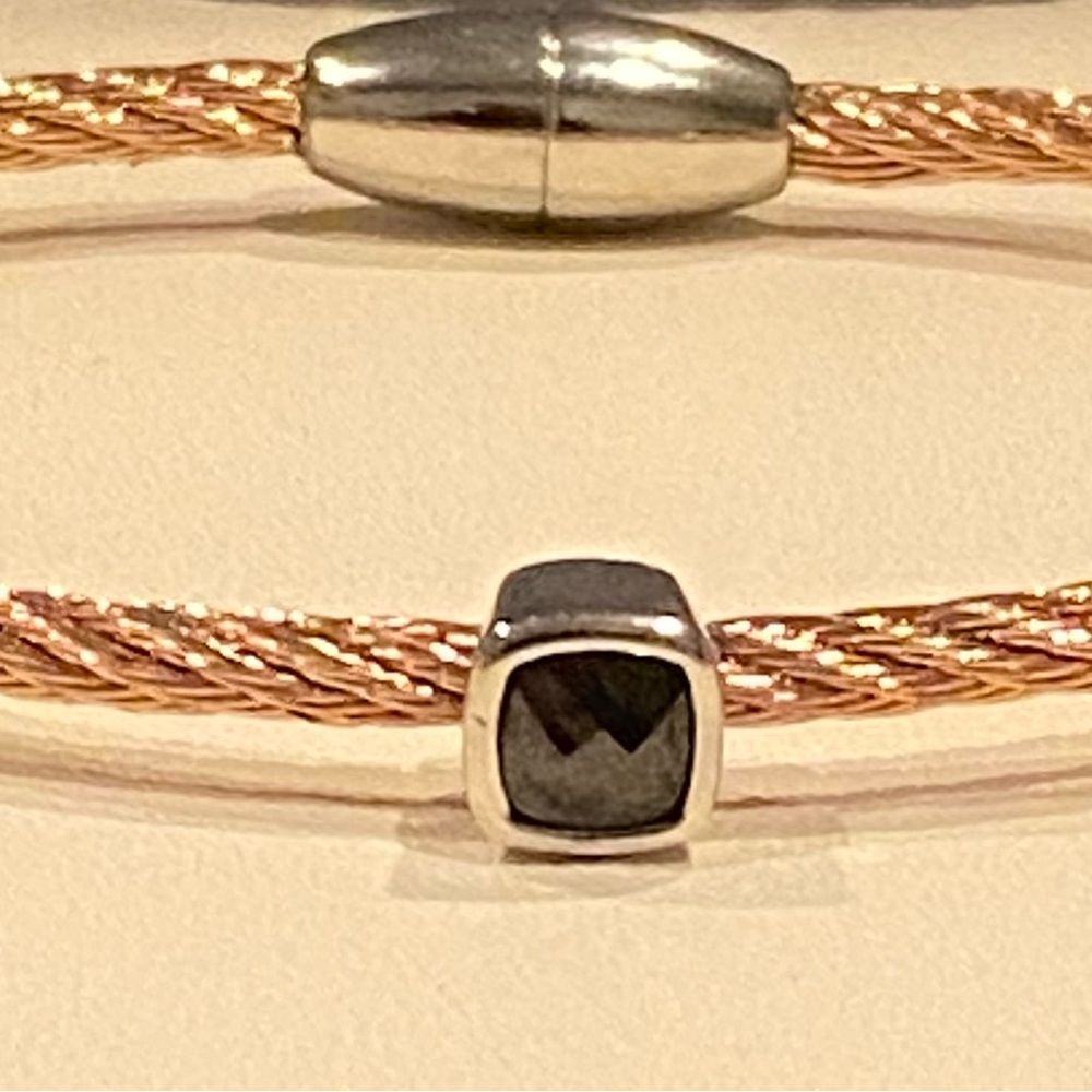 Silver and Gold Bracelet with Braided Band and Charms